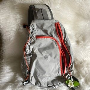 Eddie Bauer grey side sling backpack